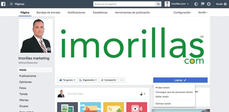 configurar botón de llamada a la accion en facebook