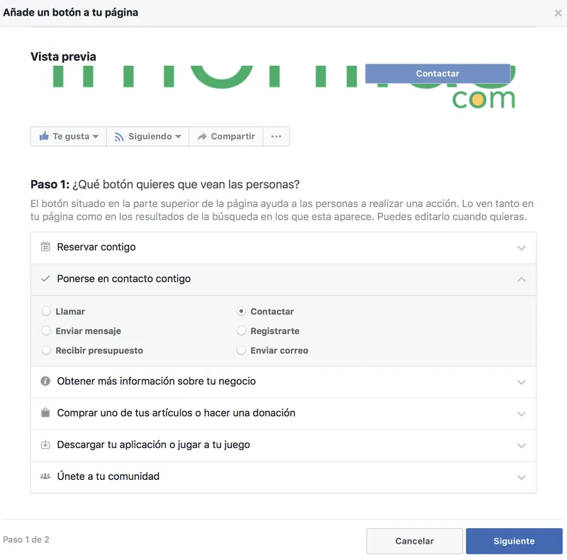 editar boton de llamada a la accion en facebook