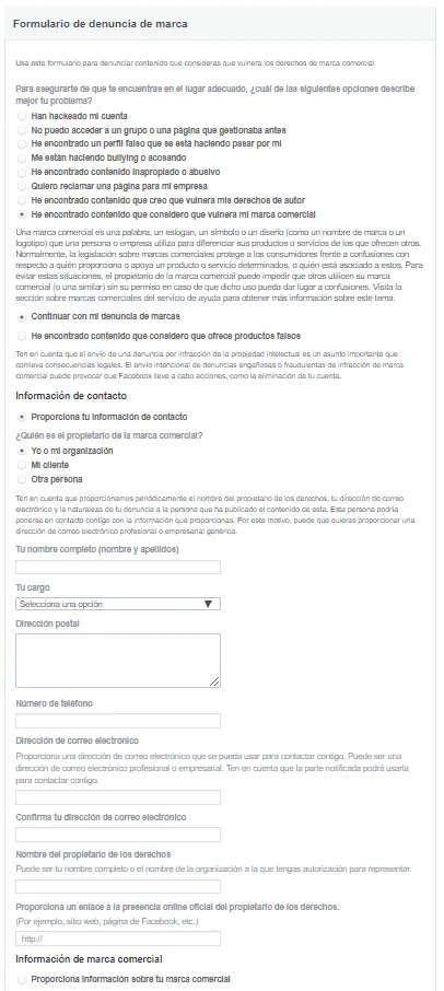 recuperar pagina de Facebook