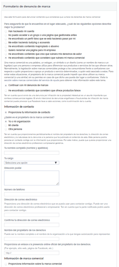 recuperar pagina de Facebook